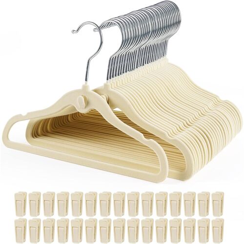 SUBZONAL-Lot de 30 cintres en velours pour bébés avec 20 pinces, design en cascade, ultra fins, économise l¿espace, pour l'organisation du placard de chambre d'enfant