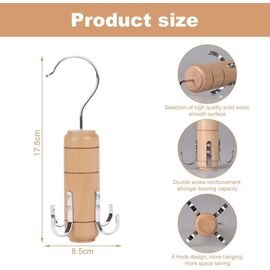 2 Pièces Cintre en Bois pour Ceintures,Organiseur pour armoires à Cravate,4 Crochets,Rotation à 360° pour Cravates,Ceintures,écharpes et Chapeaux.[P6]