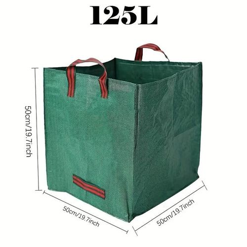Ensemble De Sacs À Déchets De Jardin 125L, Sacs À Débris De Cour Réutilisables Avec Tissu Industriel Et Poignées Pour Organisateur D'Herbe Végétale..125L-1Pcs