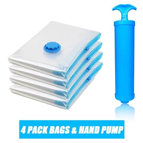 Sacs De Voyage Permettant De Gagner De L'Espace, Sac De Rangement, Organisateur De Couverture Sous Vide, Sac Scellé Sous Vide Pour Vêtements, Oreiller, Literie, 8/4/3 Pièces.40X60Cm.4Pcs With Hand Pu