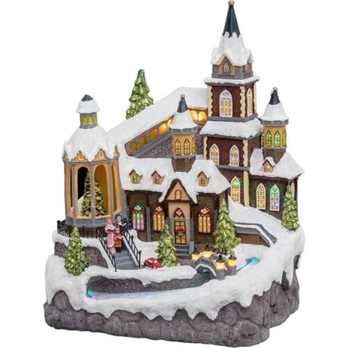 Village de Noël animé lumineux Rivière - Blanc
