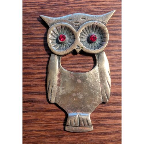 Décapsuleur En Laiton Hibou/Chouette - Yeux Rouges