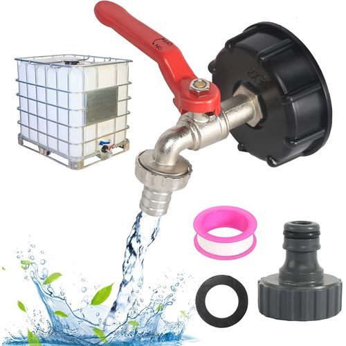 Adaptateur de Réservoir IBC Connecteur à Filetage 3/4"",Robinet Cuve 1000L Récupérateur Eau De Pluie,Sortie Raccord Vanne Raccords De Tuyau D'Arrosage