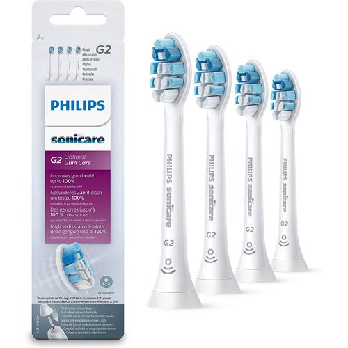 Têtes de brosse à dents de rechange Philips Sonicare G2 authentiques, HX9033/65, blanches, paquet de 4