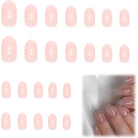 Jum-Lot De 24 Faux Ongles Press On Nails French Tip On Nails À Pointes Courtes Rondes En Forme D'amande Avec Design Feuille D'or Pour Femme 