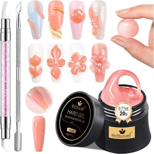 Kal-Gel 3d Nail Art -Nude Gel Construction Ongle Uv, Sculpture Multi-Usages Non Collant Glue Nail, Kit D'extension De Colle, Manucure Salon De Démarrage, Décora Outil Diy Bulider 20g(0,71 Fl Oz) 
