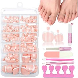 Lot De 120 Ongles Artificiels Naturels À Coller - Couverture Complète - Faux Ongles Pour Ongles D'orteils - Pour Le Nail Art - Manucure Française Nude 