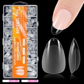 600 Pièces Claires Capsule Americaine Ongle Courtes Couverture Complète Tips Faux Ongles Avec Colle Pour Nail Art Diy, Amande 