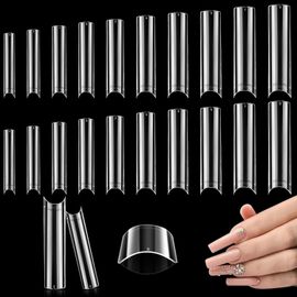 Jum-Lot De 500 Faux Ongles-Xxl-Forme Carrée-Couverture Complète-Transparents-Extra Longs Et Droits-Convient Pour Les Salons Professionnels Et Les Bricoleurs-10 Tailles(118-Xxl) 