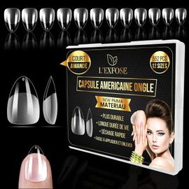 Kal-552 Pcs Capsule Americaine Ongle Amande Courte - 12 Tailles New Pmma Hypoallergenique Faux Ongles Amande Court For Diy Nail Art & Salons Pose Americaine Ongle - Capsule Ongle Amande Courte 