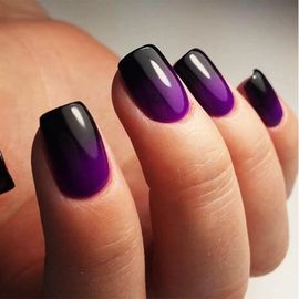 Jum-Lot De 24 Faux Ongles Courts Carrés Violets Brillants Pour Femmes Et Filles-Violet Brillant 