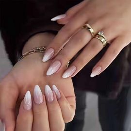 Jum-Press On Nails Set,Faux Ongles À Coller,Ongles En Gel Doux,Ongles À Coller Courts,Forme Amande Pour Unemanucure Élégante 