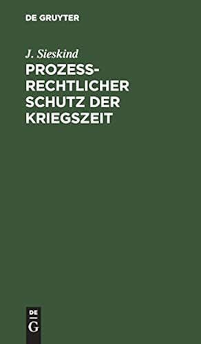 Prozeßrechtlicher Schutz Der Kriegszeit
