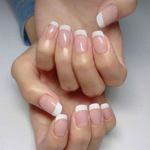 Kal-Lot De 24 Faux Ongles À Presser Carrés Avec Colle À Ongles En Acrylique Naturel Avec Colle À Ongles 