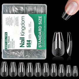 Capsule Americaine Ongle,504 Pièces Acrylique Capsules Ongles Ballerine Long,10 Tailles De Transparent Faux Ongles,Pour Débutant Salons De Manucure Et Diy Nail Art 