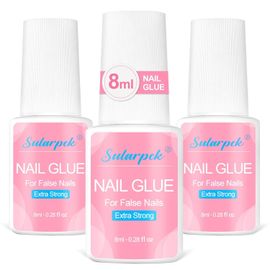Colle Faux Ongles,3 Pièces Colle Ongle,8 Ml Colle Faux Ongles Extra Forte,Colle Capsule Ongle Avec Pinceau,Professionnelle Colle Ongle,Pour Ongles Parfaite Pour Les Faux Ongles Nail Art 