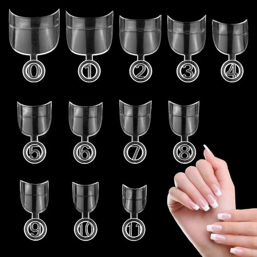 Oayew-600 Pièces Ovale Court Faux Ongles Artificiel Capsules Ongles Nail Tips, Français Acrylique Faux Ongles Pointues Extension Autocollants Pour Diy Salon Manucure Décoration,12 Tailles(Transparent 