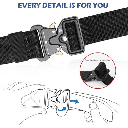 Tzf-Ceinture Tactique, 3.8 Cm Ceinture De Travail Militaire, Boucle En Métal À Dégagement Rapide, Offerte Avec Sac Tactique Molle