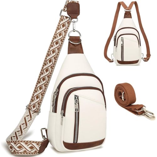 2 En 1 Sac De Poitrine Femme Sac À Dos Pochette Banane Sacs Bandoulière Femme Pu Cuir Avec 2 Sangles Amovibles Et Réglable, Petit Sacoche De Sport A Main