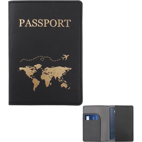TIANYI-Protege Passeport, Pochette Passeport pour Hommes et Femmes, Porte Passeport en Cuir PU Fonctionnel Multiples, Portefeuille Passeport Voyage Accessoires Organisateur de Documents (Noir)