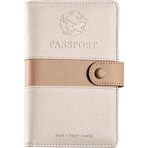 ERSAN-Protege Passeport, Pochette Passeport avec RFID, Porte Passeport Voyage, Etui Passeport Cuir PU, Portefeuille de Voyage pour Hommes et Femmes Voyage Accessoires (Beige)