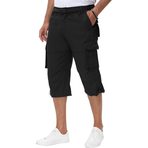 Tianyi-Pantacourt Cargo Homme Short 3/4 Travail Hommes Bermuda Long Homme Été Avec Multi Poches