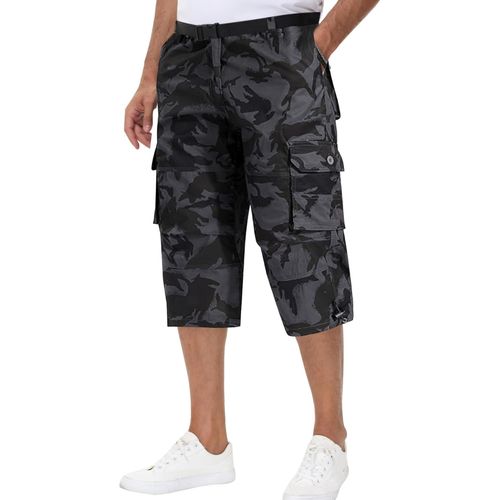 Tianyi-Pantacourt Cargo Homme Short 3/4 Travail Hommes Bermuda Long Homme Été Avec Multi Poches