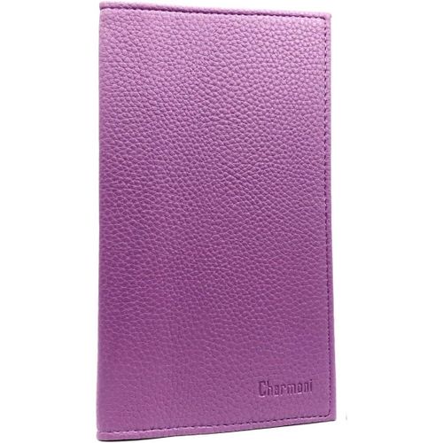 CAUC-- Etui Porte chéquier Talon en Haut - 2 emplacements Porte Carte crédit - pièce d'identité - Cuir Vachette - 11 cm X 19 cm (Mauve)
