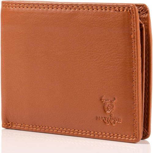 Horizontal Portefeuille Homme En Cuir Véritable|Porte-Monnaie Avec Blocage Rfid/Nfc|2 Compartiment À Billets| Classique Porte Feuille Grande Poche À Monnaie Avec Boîte Cadeau | Marron Clair
