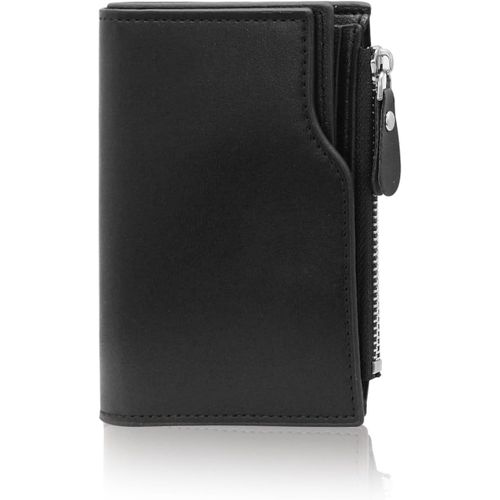 NSIECD-Portefeuille minimaliste pour homme - Petit portefeuille en cuir - Grande capacité - Avec fermeture éclair - Compartiment pour pièces de monnaie - Plusieurs compartiments pour cartes et