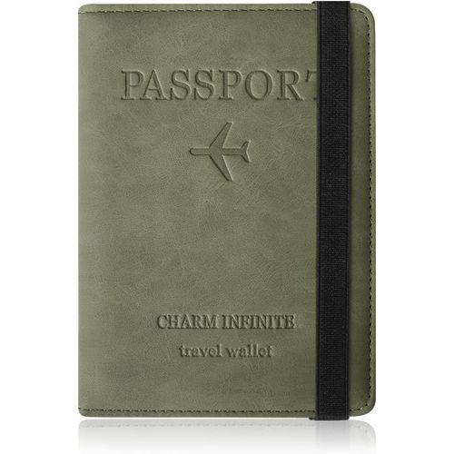 TIANYI-Porte Passeport, Pochette Passeport en Cuir Synthétique Protege Passeport avec Protection Anti-RFID Vaccination Pochette de Protection pour Cartes de crédit et Documents de Voyage(Vert)