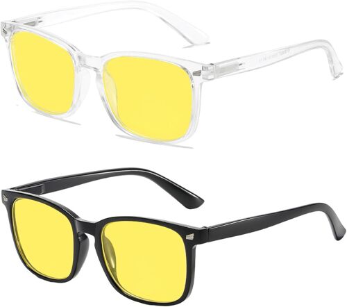 Chicslick-Lunettes De Vision Nocturne, Verres Jaunes Anti-Éblouissement, 2 Paires, Noir Et Transparent[X1598]