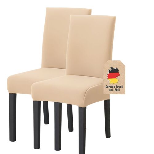 Intirilife 2x Housse Élastique Pour Chaise En Crème Avec Une Surface D'assise De 38 À 45 Cm Et Une Hauteur D'appui De 45 À 65 Cm - Idéal Pour Les Fêtes, Mariages, Hôtels Ou À La Maison