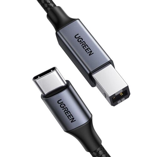 JGD-Câble Scanner Imprimante Thunderbolt 3 Type C vers USB B Nylon Tressé Noir Compatible avec MacBook Pro Air iPad iMac Chromebook Pixel XPS 17 15 (2M)