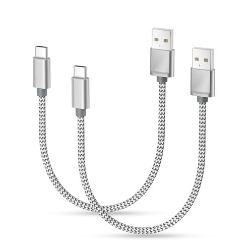 USB Type C Cordon Charge Nylon 0.3M 2Pack,Câble Chargeur pour iPad Pro 11 12.9 Air 4 5 2020 Mini 6 2022,iPhone 17 16 15 Max,Samsung Galaxy A54,A53,A52,A32,A42,Plus S23 S22 S21,Z Fold Flip