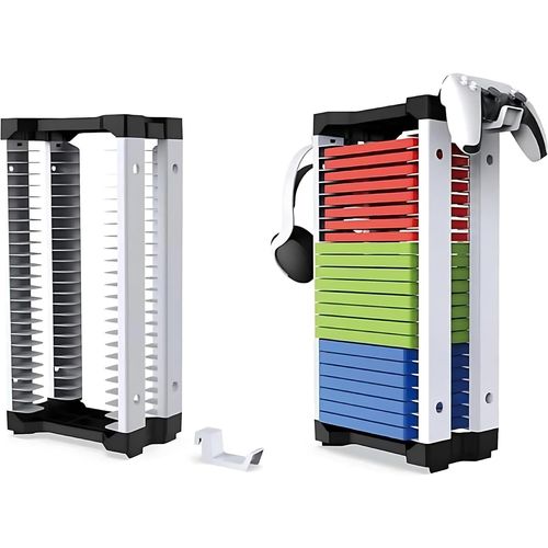 Support universel pour 23 jeux pour jeux PS5/Xbox/Nintendo Switch avec 2 supports de manettes,Blanc/noir,14.2*44.7*8.2cm,Mode