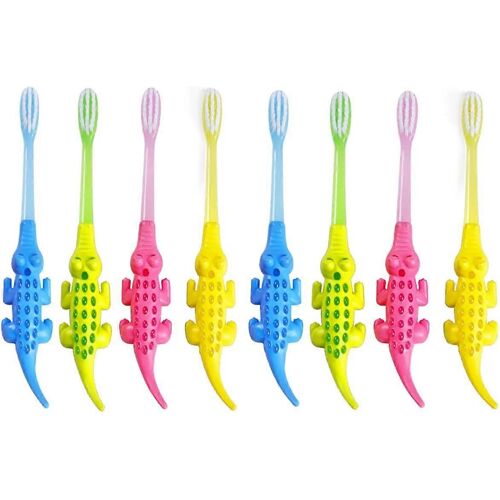 Lot De 8 Brosses À Dents Pour Enfants, Adorable Brosse À Dents Souple En Crocodile Pour Enfants De 2 À 6 Ans, Ensemble De 5 Éponges De Maquillage, Éponge De Mélange Pour Fond De Teint Et Beauté