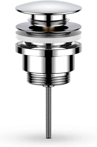 Bonde de lavabo universelle, sans trop-plein, bonde de vidage, pour ensemble de bonde de lavabo/meuble, lavabo - chromé sans trop-plein