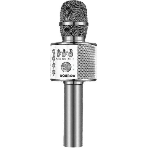 Microphone Karaoké Sans Fil Bluetooth Bonaok, 3 En 1, Portable, Portable, Compatible Avec Tous Les Smartphones, Idéal Pour Les Filles Et Les Adultes.