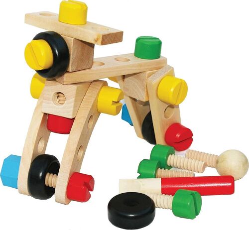 Jeu de construction de 31 pièces avec écrous et boulons en bois, jouet de voyage et outil de modélisme