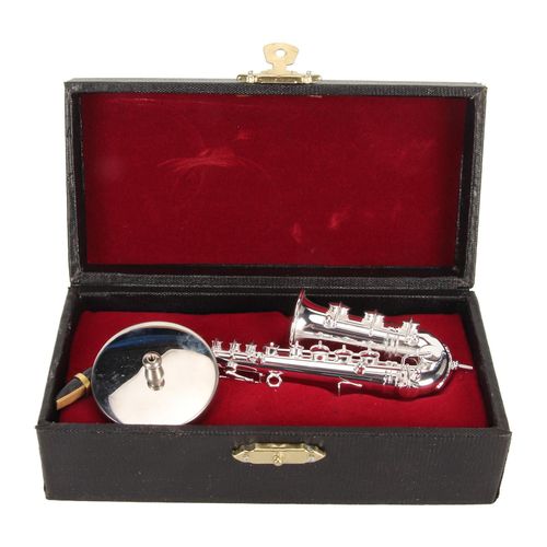 Saxophone miniature avec support et étui, mini instrument de musique, modèle de maison de poupée miniature pour décoration de maison, cadeau