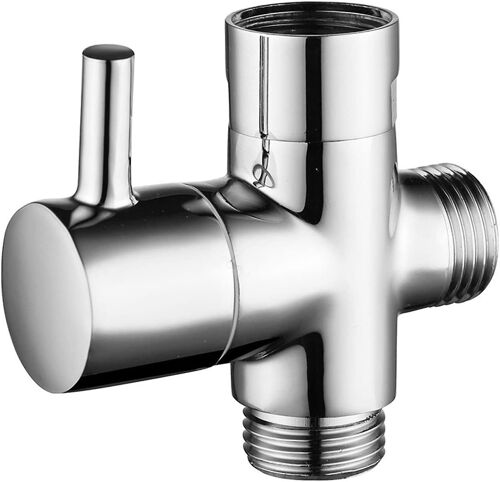 Robinet de douche en laiton 1 pièce avec adaptateur en T, bras de douche G1/2"", vanne de dérivation 3 voies, universel 3 voies