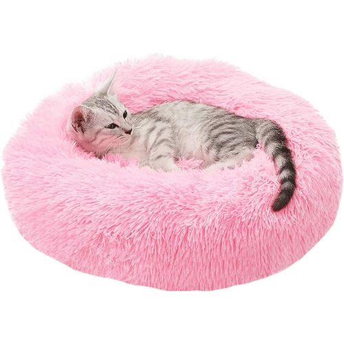 Panier Pour Animal De Compagnie En Peluche En Forme De Donut, Panier Pour Chien, Dessous Antidérapant Et Chaud, Lavable En Machine (S-19,7""*19,7""/Rose)