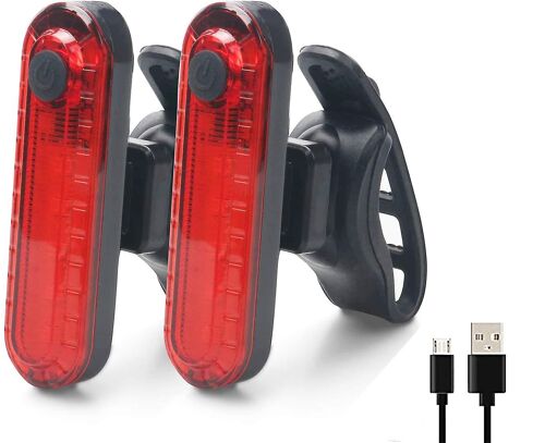 2025 - Feux Arrière De Vélo - Lot De 2 Feux Arrière De Vélo, Lampe Arrière De Vélo Étanche À Led Cob Rechargeable Par Usb