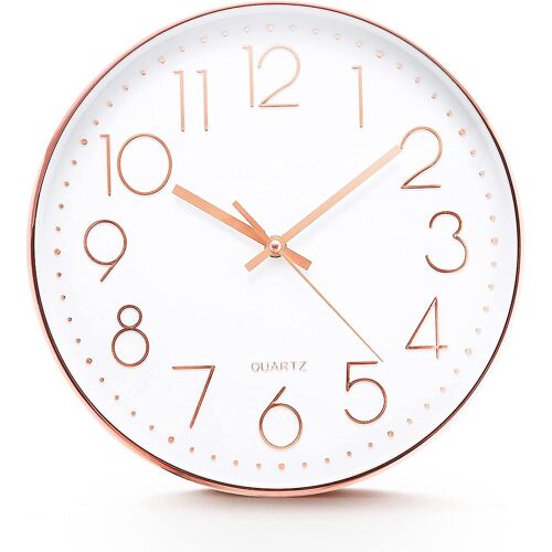 Horloge murale à quartz 2025 - 30 cm, horloge murale numérique silencieuse surdimensionnée pour salon, chambre, bureau, cantine (rose)