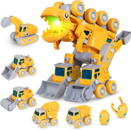 Jouets dinosaures à démonter, véhicules de chantier 86 pièces, 5 en 1