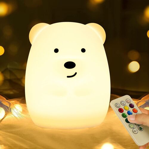 Led Nursery Night Lights Pour Enfants -usb Rechargeable Mignon Animal Silicone Lampes Avec Capteur Tactile Et Télécommande -Portable Couleur Changement Lueur Douce