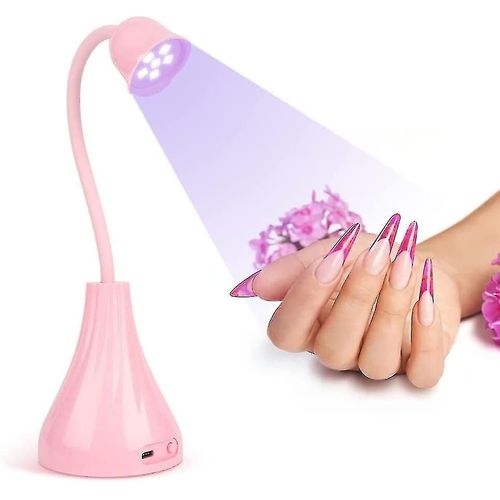 Lampe Uv Led 2025, Mini Sèche-Ongles Portable, Rotation À 360°, Mains Libres, Séchage Rapide Des Ongles En Gel (Rose) 