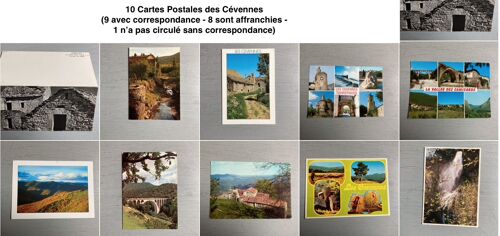 10 Cartes Postales Des Cévennes (9 Avec Correspondance - 8 Sont Affranchies -1 N’A Pas Circulé Sans Correspondance)