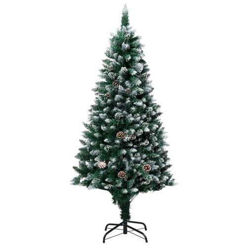 vidaXL Sapin de No?l avec LED et pommes de pin et neige blanche 180 cm